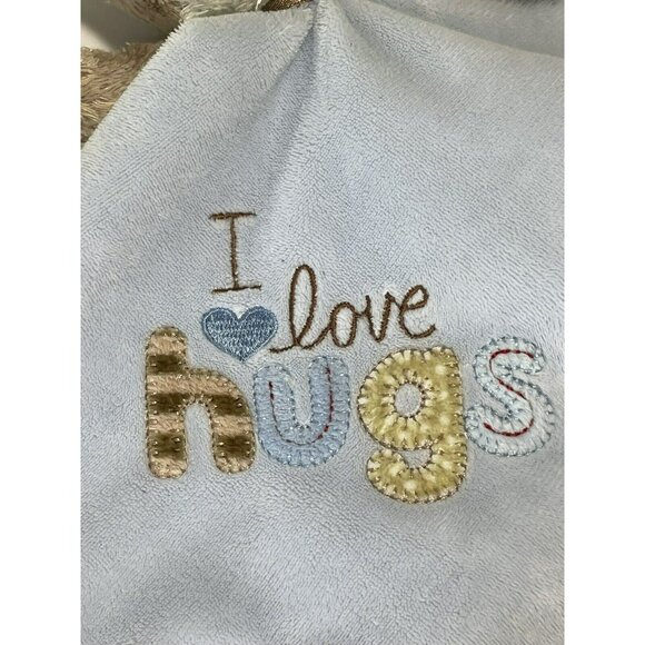 Carters Small Security Blanket Lovey I Love Hugs Bear Blue Brown with Rattle - Picture 6 of 9